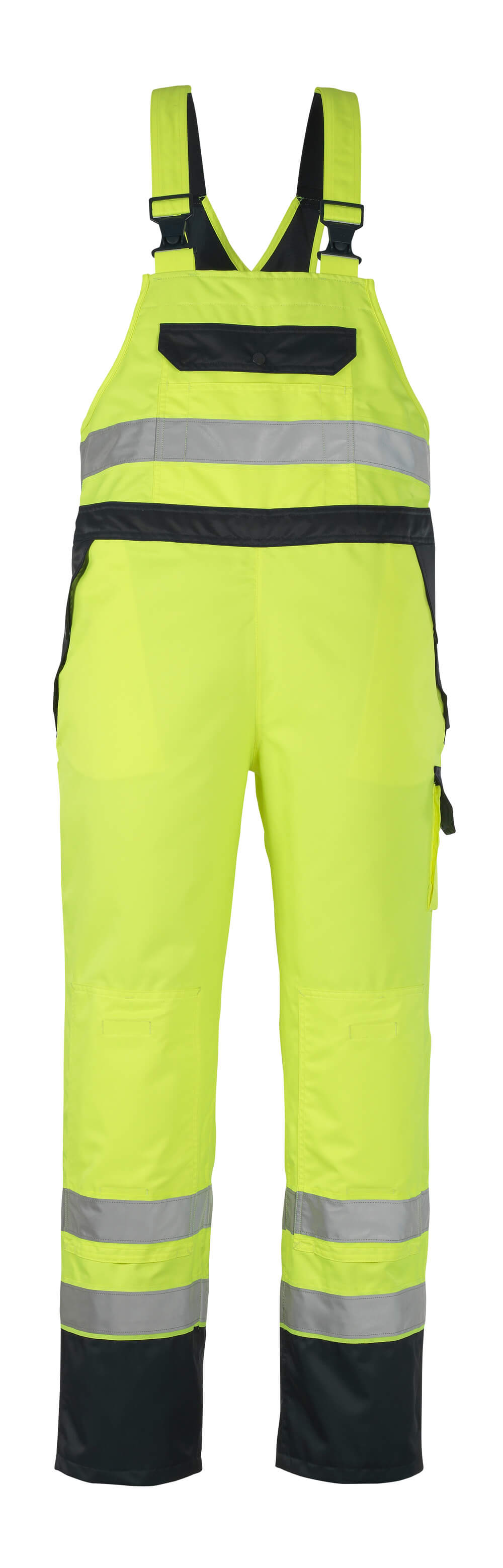 MASCOT® Wels – Peto sobre pantalón - amarillo de alta vis./azul marino
