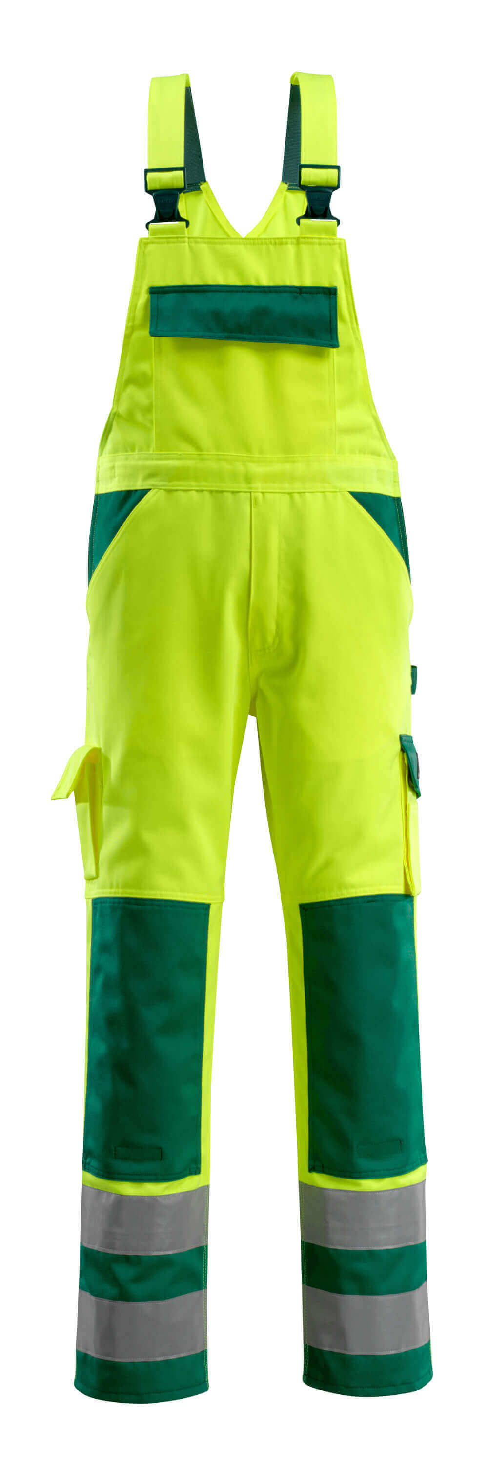 MASCOT® Barras – Peto con bolsillos para rodilleras - amarillo de alta vis./verde
