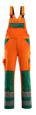 MASCOT® Barras – Peto con bolsillos para rodilleras - naranja de alta vis./verde