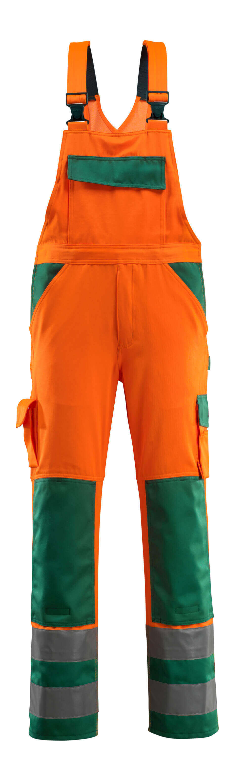 MASCOT® Barras – Peto con bolsillos para rodilleras - naranja de alta vis./verde