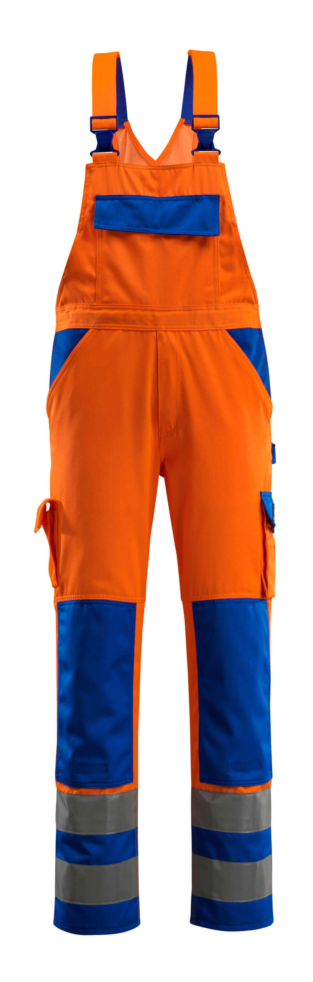 MASCOT® Barras – Peto con bolsillos para rodilleras - naranja de alta vis./azul real
