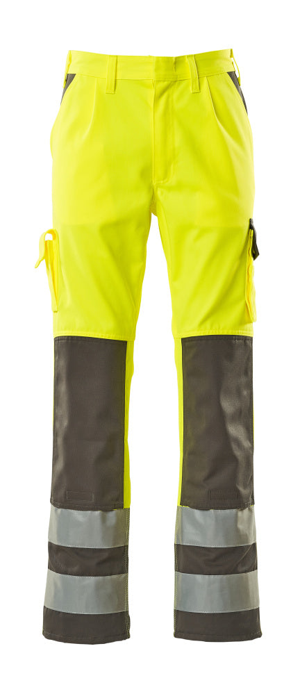 MASCOT® Olinda – Pantalones con bolsillos para rodilleras - amarillo de alta vis./antracita