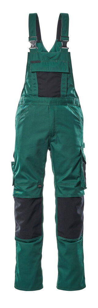 MASCOT® Augsburg – Peto con bolsillos para rodilleras - verde/negro