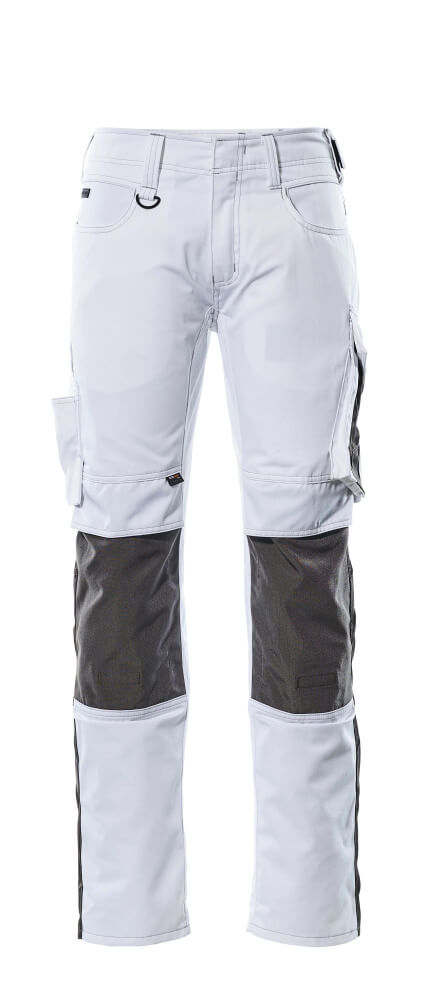 MASCOT® Mannheim – Pantalones con bolsillos para rodilleras - blanco/antracita oscuro