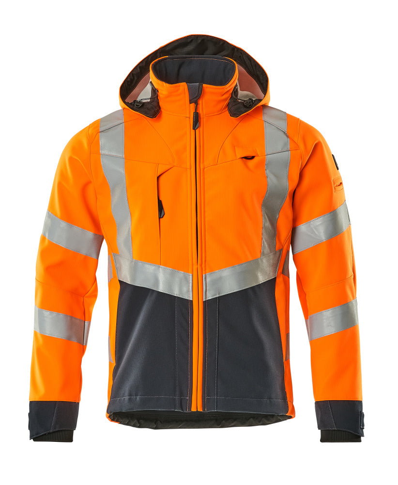 MASCOT® Blackpool – Chaqueta Softshell - naranja de alta vis./azul marino oscuro