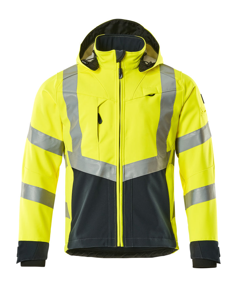 MASCOT® Blackpool – Chaqueta Softshell - amarillo de alta vis./azul marino oscuro