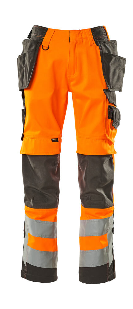 MASCOT® Wigan – Pantalones con bolsillos colgantes - naranja de alta vis./antracita oscuro