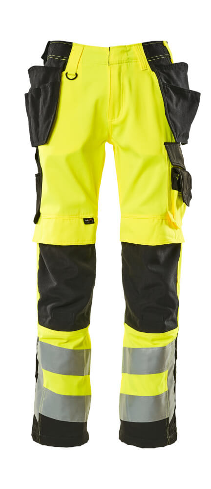 MASCOT® Wigan – Pantalones con bolsillos colgantes - amarillo de alta vis./negro