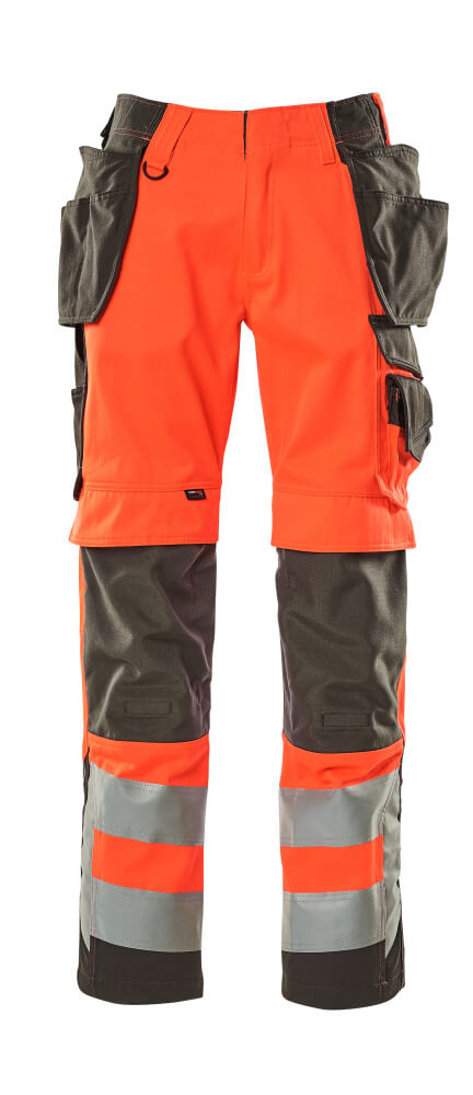 MASCOT® Wigan – Pantalones con bolsillos colgantes - rojo de alta vis./antracita oscuro