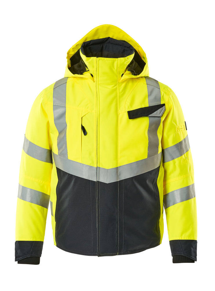 MASCOT® Hastings – Chaqueta de invierno - amarillo de alta vis./azul marino oscuro