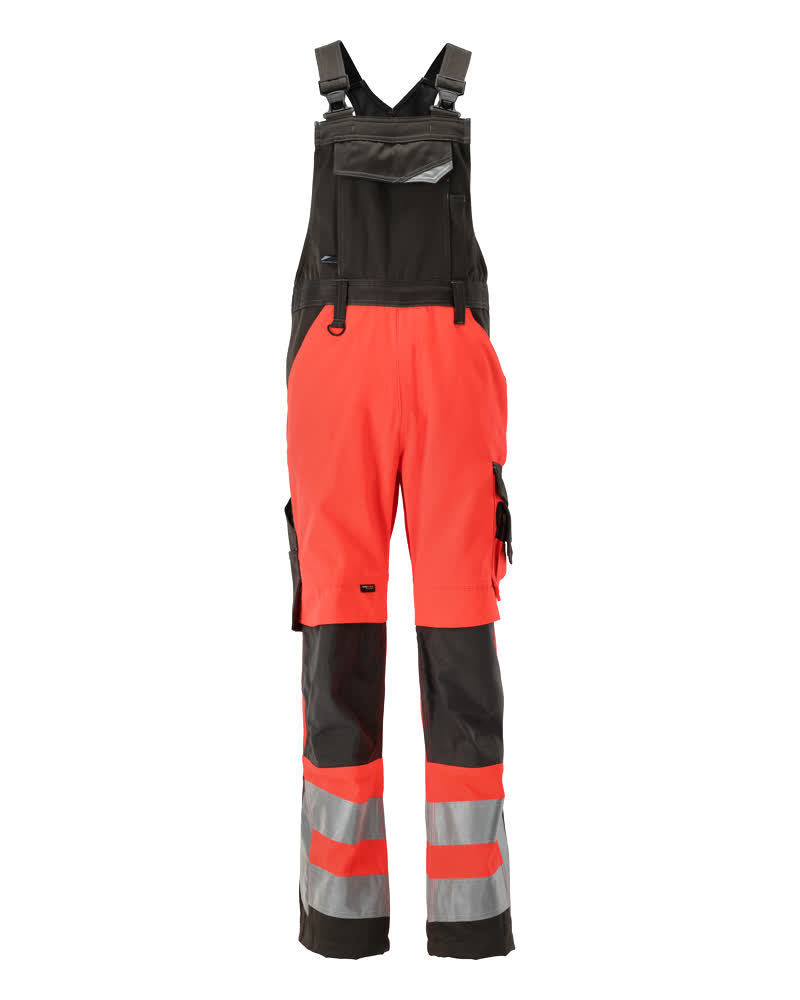 MASCOT® Newcastle – Peto con bolsillos para rodilleras - rojo de alta vis./antracita oscuro