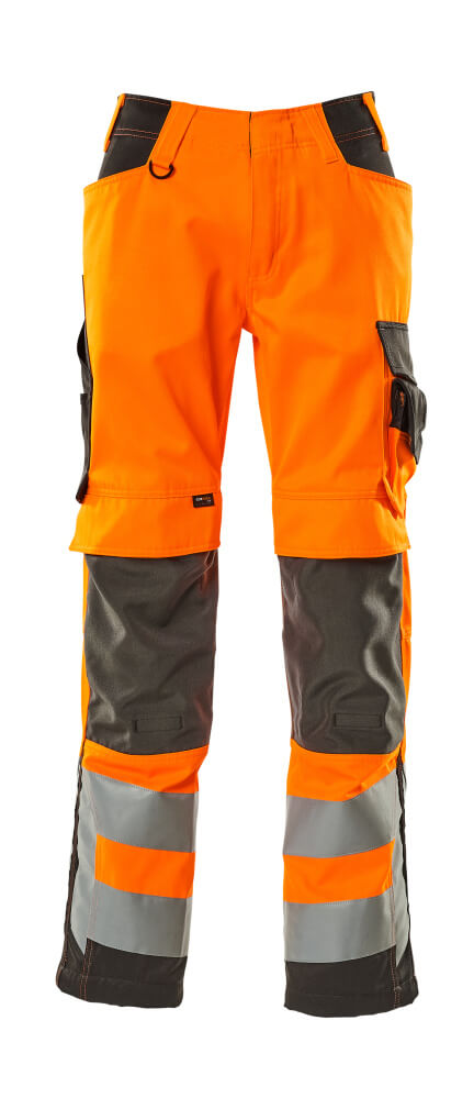 MASCOT® Kendal – Pantalones con bolsillos para rodilleras - naranja de alta vis./antracita oscuro