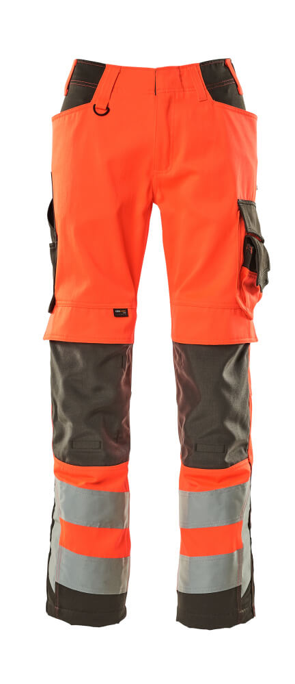 MASCOT® Kendal – Pantalones con bolsillos para rodilleras - rojo de alta vis./antracita oscuro