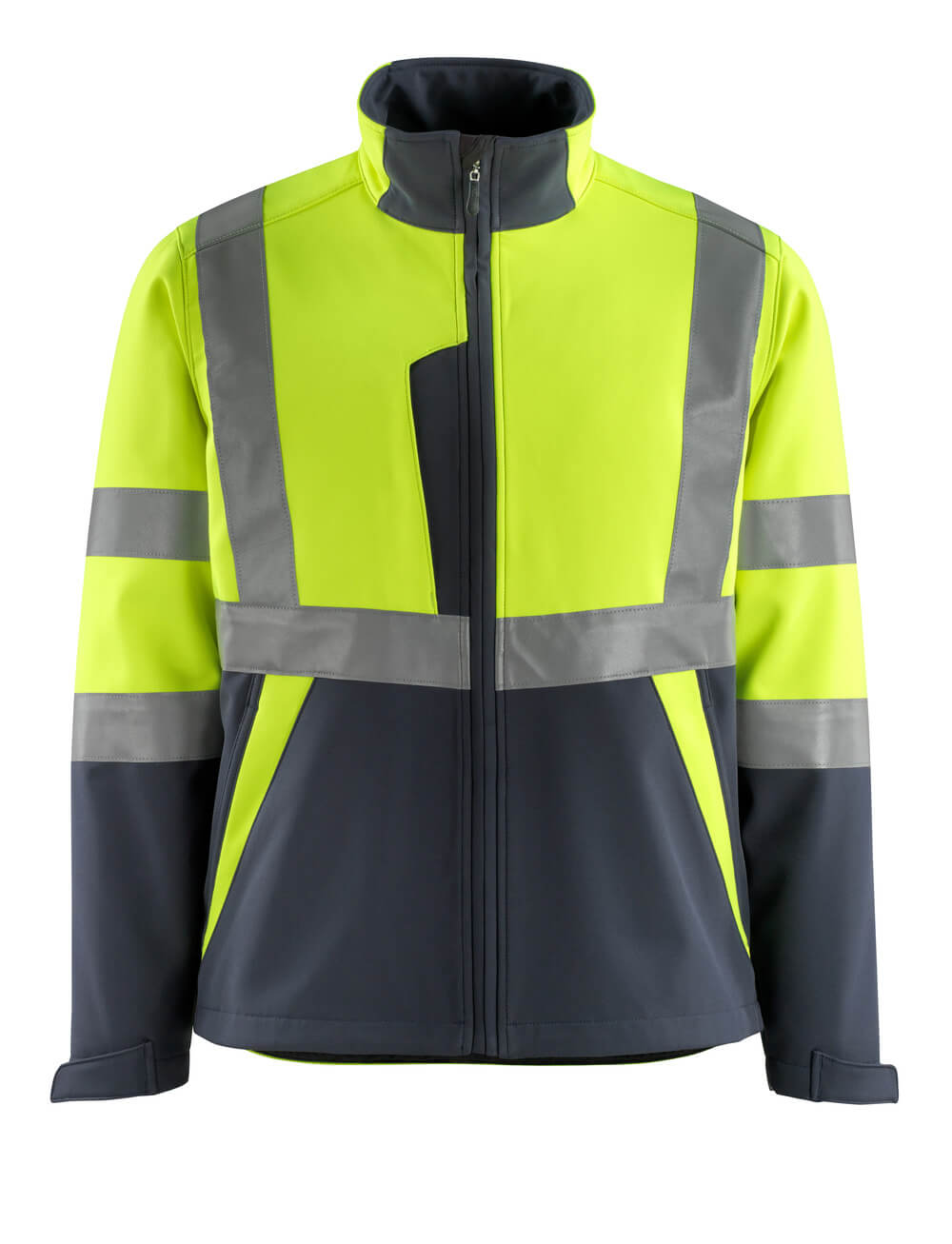MASCOT® Kiama – Chaqueta Softshell - amarillo de alta vis./azul marino oscuro