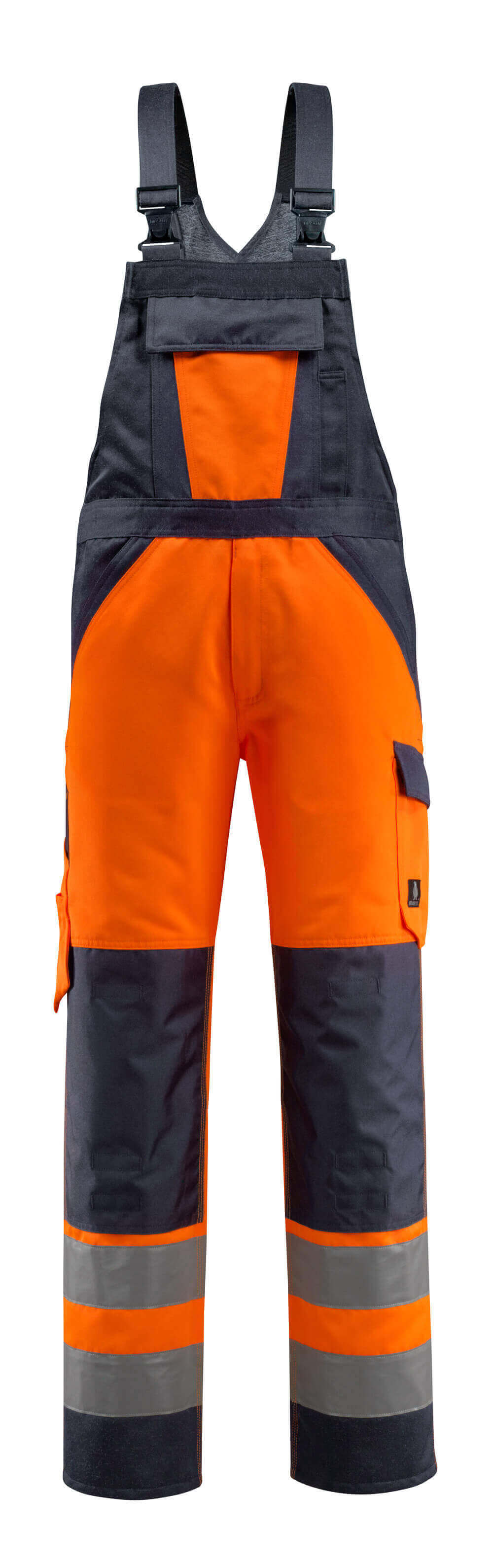 MASCOT® Gosford – Peto con bolsillos para rodilleras - naranja de alta vis./azul marino oscuro