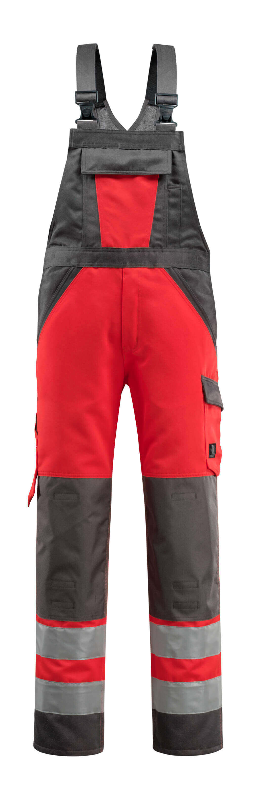 MASCOT® Gosford – Peto con bolsillos para rodilleras - rojo de alta vis./antracita oscuro