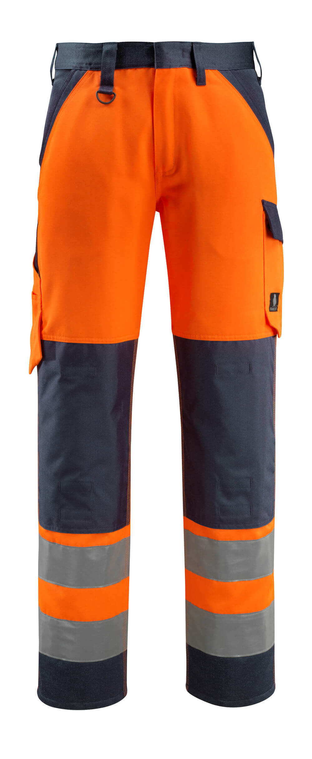 MASCOT® Maitland – Pantalones con bolsillos para rodilleras - naranja de alta vis./azul marino oscuro