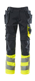 MASCOT® SAFE SUPREME 17531-860 – Pantalones con bolsillos colgantes - azul marino oscuro/amarillo de alta vis.
