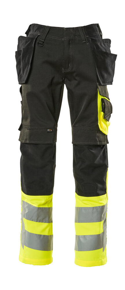 MASCOT® SAFE SUPREME 17531-860 – Pantalones con bolsillos colgantes - negro/amarillo de alta vis.