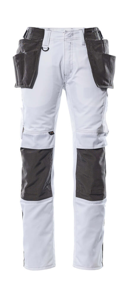 MASCOT® Kassel – Pantalones con bolsillos colgantes - blanco/antracita oscuro