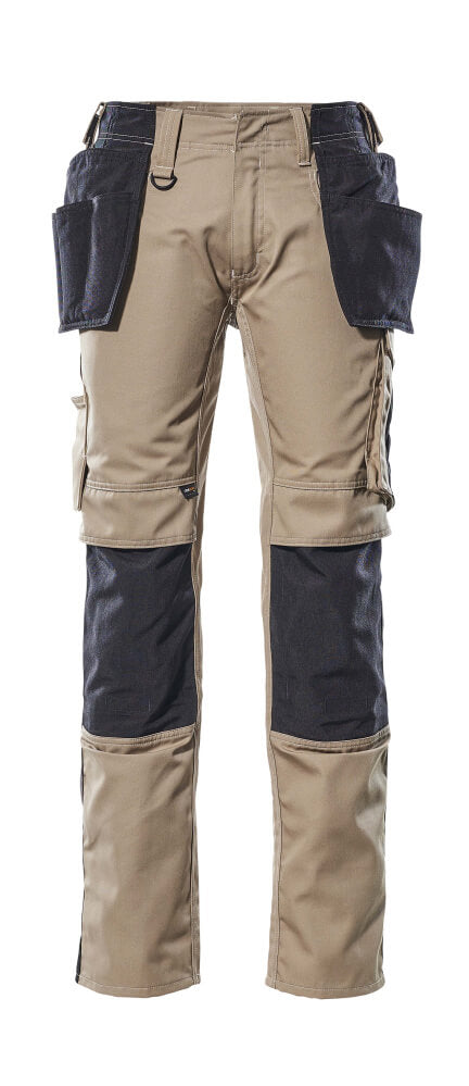 MASCOT® Kassel – Pantalones con bolsillos colgantes - caqui claro/negro