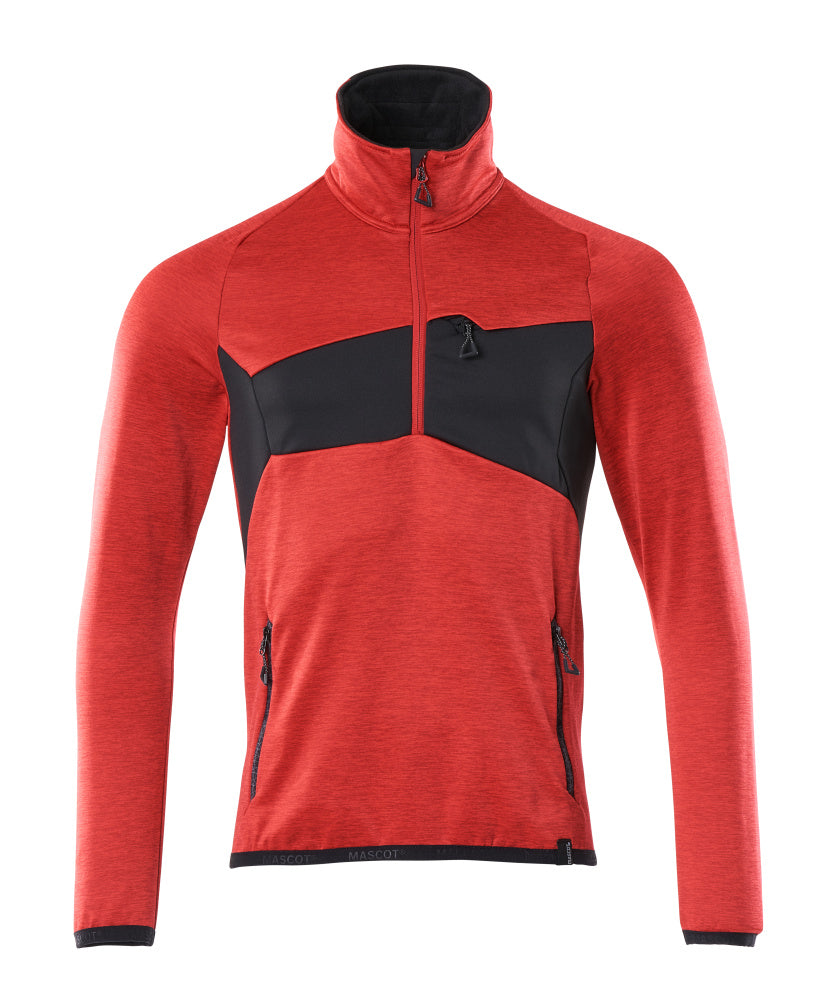 MASCOT® ACCELERATE 18003-316 – Jersey polar con media cremallera - rojo tráfico/negro