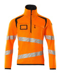 MASCOT® ACCELERATE SAFE 19005-351 – Jersey de punto con media cremallera - naranja de alta vis./azul marino oscuro