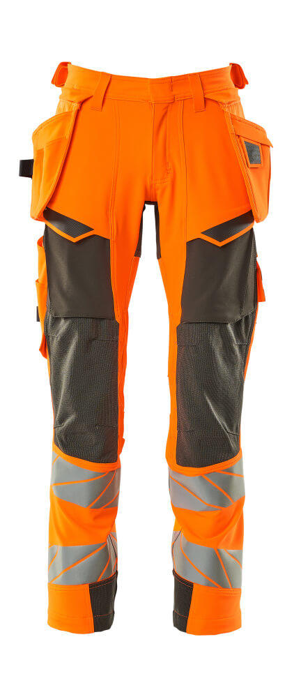 MASCOT® ACCELERATE SAFE 19031-711 – Pantalones con bolsillos colgantes - naranja de alta vis./antracita oscuro