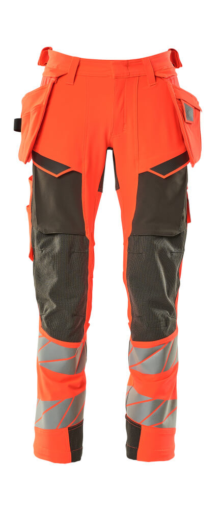 MASCOT® ACCELERATE SAFE 19031-711 – Pantalones con bolsillos colgantes - rojo de alta vis./antracita oscuro