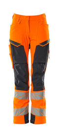 MASCOT® ACCELERATE SAFE 19078-511 – Pantalones con bolsillos para rodilleras - naranja de alta vis./azul marino oscuro