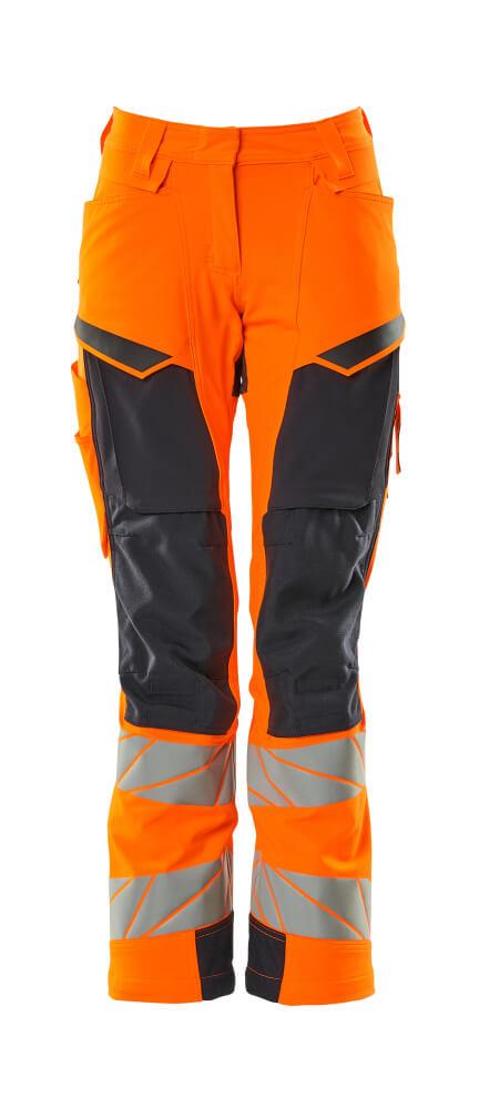MASCOT® ACCELERATE SAFE 19078-511 – Pantalones con bolsillos para rodilleras - naranja de alta vis./azul marino oscuro