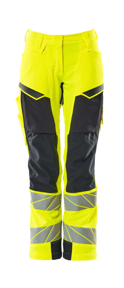 MASCOT® ACCELERATE SAFE 19078-511 – Pantalones con bolsillos para rodilleras - amarillo de alta vis./azul marino oscuro