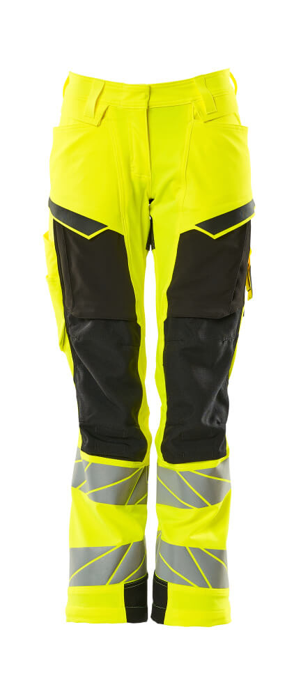 MASCOT® ACCELERATE SAFE 19078-511 – Pantalones con bolsillos para rodilleras - amarillo de alta vis./negro