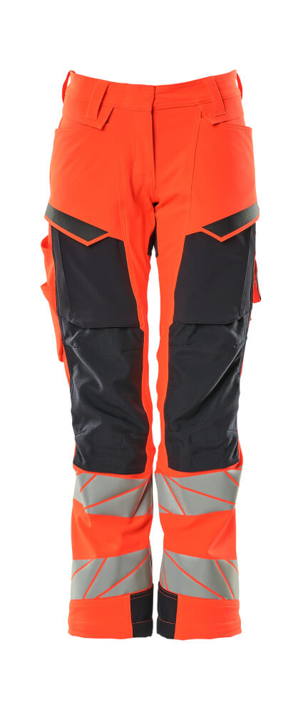 MASCOT® ACCELERATE SAFE 19078-511 – Pantalones con bolsillos para rodilleras - rojo de alta vis./azul marino oscuro