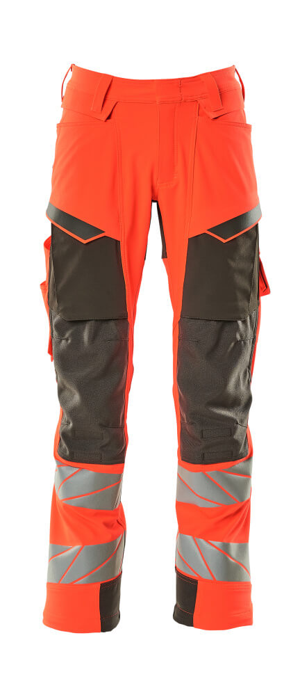 MASCOT® ACCELERATE SAFE 19079-511 – Pantalones con bolsillos para rodilleras - rojo de alta vis./antracita oscuro