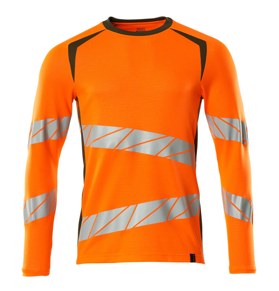 MASCOT® ACCELERATE SAFE 19081-771 – Camiseta, manga larga - naranja de alta vis./verde musgo