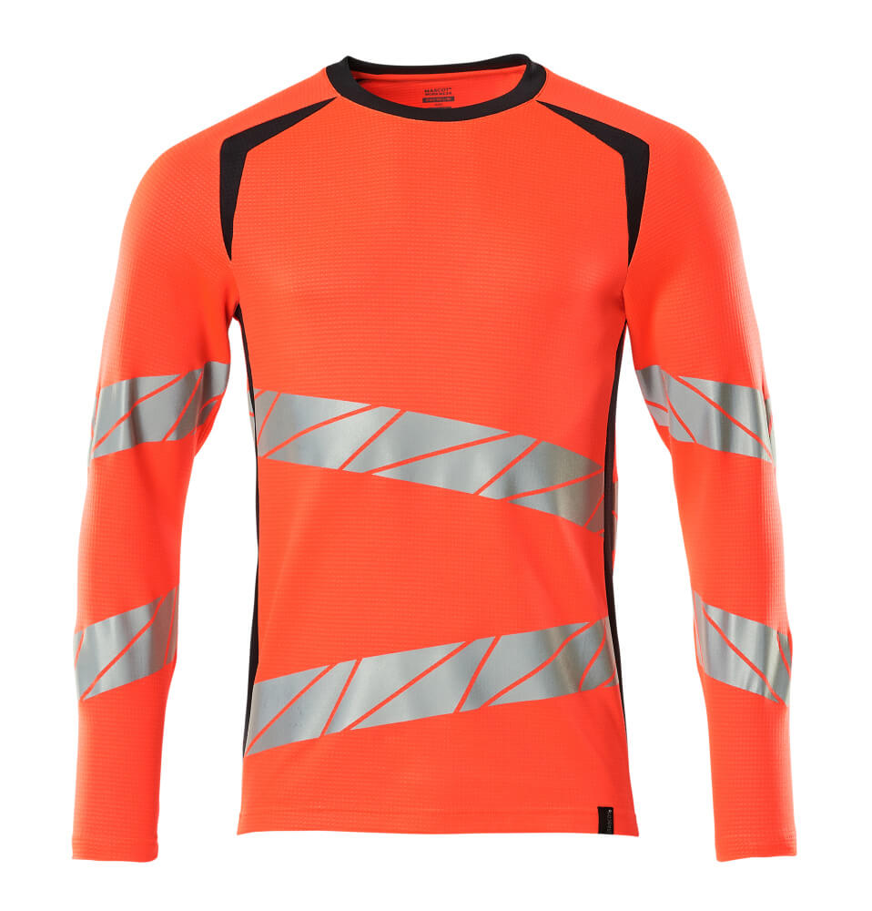 MASCOT® ACCELERATE SAFE 19081-771 – Camiseta, manga larga - rojo de alta vis./azul marino oscuro