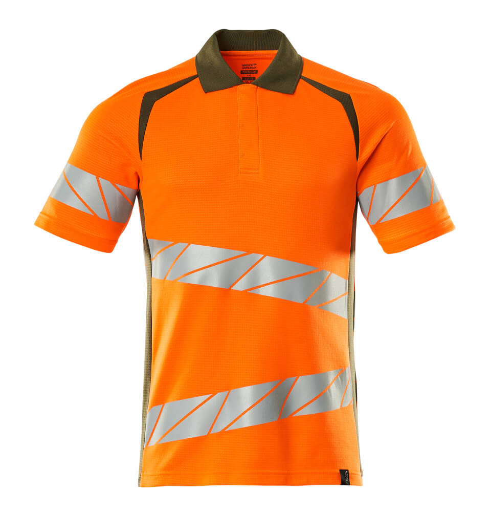 MASCOT® ACCELERATE SAFE 19083-771 – Polo - naranja de alta vis./verde musgo