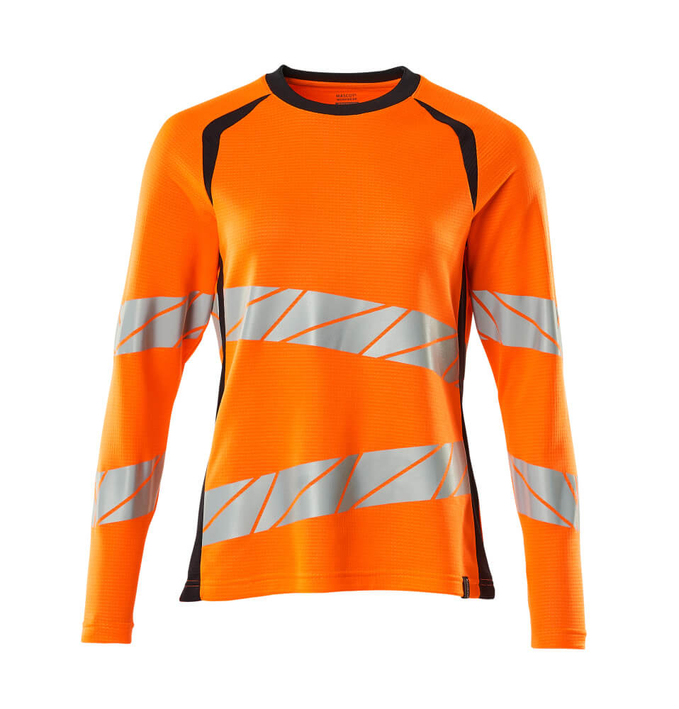 MASCOT® ACCELERATE SAFE 19091-771 – Camiseta, manga larga - naranja de alta vis./azul marino oscuro