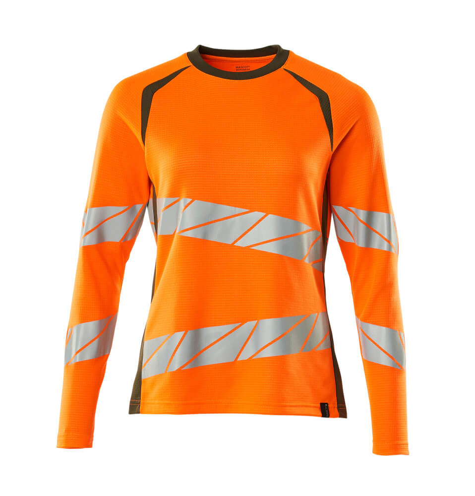 MASCOT® ACCELERATE SAFE 19091-771 – Camiseta, manga larga - naranja de alta vis./verde musgo