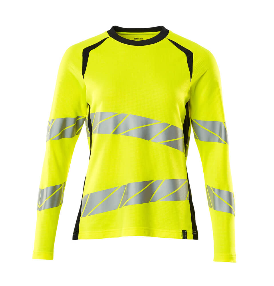 MASCOT® ACCELERATE SAFE 19091-771 – Camiseta, manga larga - amarillo de alta vis./azul marino oscuro