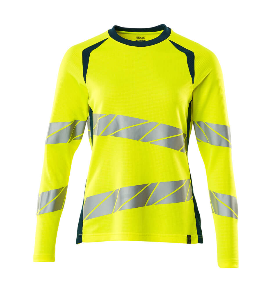 MASCOT® ACCELERATE SAFE 19091-771 – Camiseta, manga larga - amarillo de alta vis./petróleo oscuro