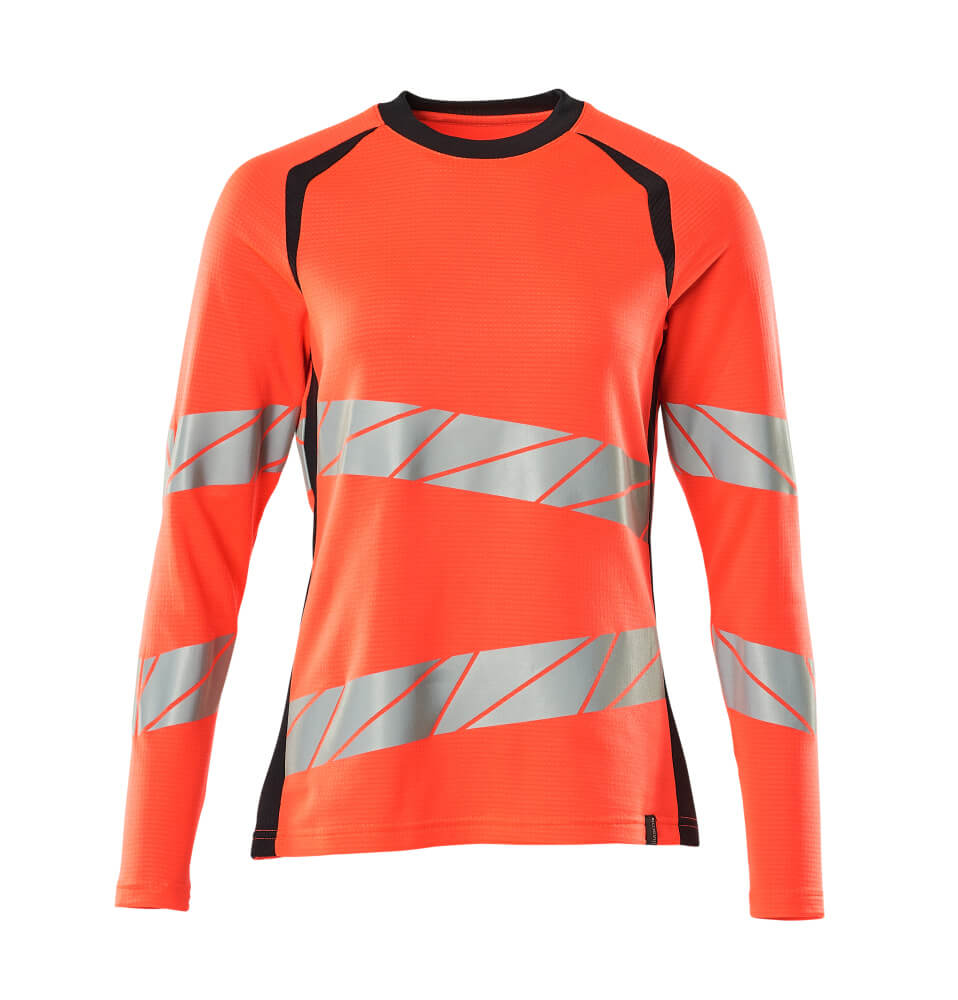 MASCOT® ACCELERATE SAFE 19091-771 – Camiseta, manga larga - rojo de alta vis./azul marino oscuro