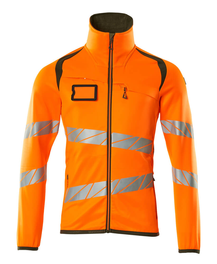 MASCOT® ACCELERATE SAFE 19103-315 – Jersey polar con cremallera - naranja de alta vis./verde musgo