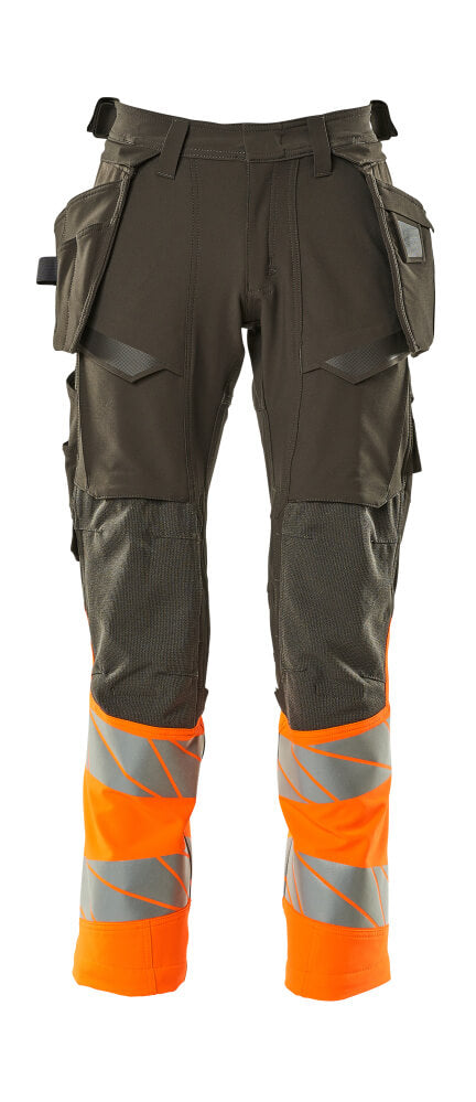 MASCOT® ACCELERATE SAFE 19131-711 – Pantalones con bolsillos colgantes - antracita oscuro/naranja de alta vis.