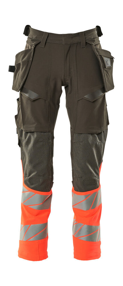 MASCOT® ACCELERATE SAFE 19131-711 – Pantalones con bolsillos colgantes - antracita oscuro/rojo de alta vis.