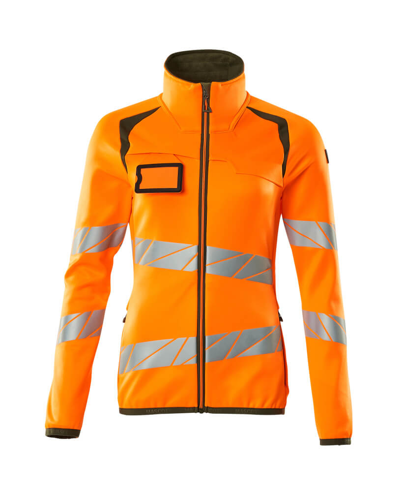 MASCOT® ACCELERATE SAFE 19153-315 – Jersey polar con cremallera - naranja de alta vis./verde musgo