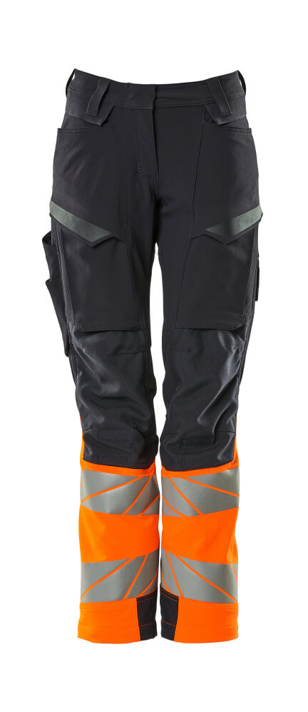 MASCOT® ACCELERATE SAFE 19178-511 – Pantalones con bolsillos para rodilleras - azul marino oscuro/naranja de alta vis.