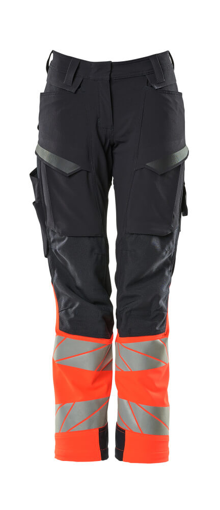 MASCOT® ACCELERATE SAFE 19178-511 – Pantalones con bolsillos para rodilleras - azul marino oscuro/rojo de alta vis.