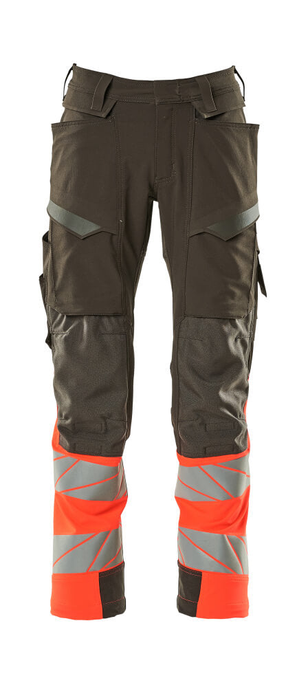 MASCOT® ACCELERATE SAFE 19179-511 – Pantalones con bolsillos para rodilleras - antracita oscuro/rojo de alta vis.